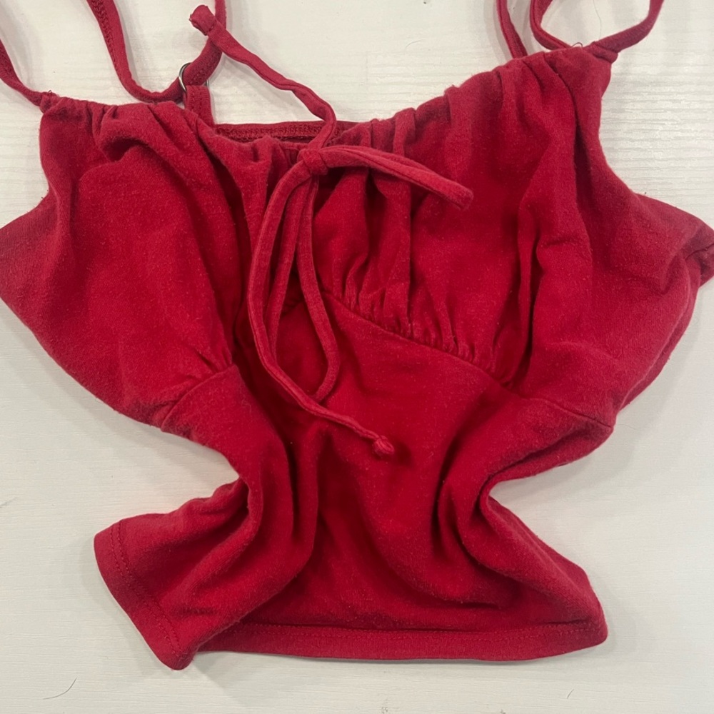 Hollister Red Sleeveless Camisole with Crop and Tie Front